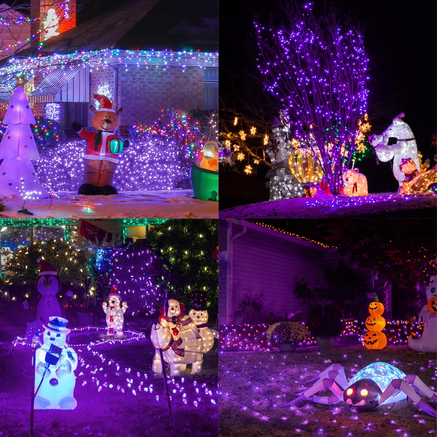 200pcs 66ft Christmas Fairy String Lights 8 Lighting Modes Mini Plug-in String Lights Indoor And Outdoor Christmas Garden Wedding Party Decoration Purple
