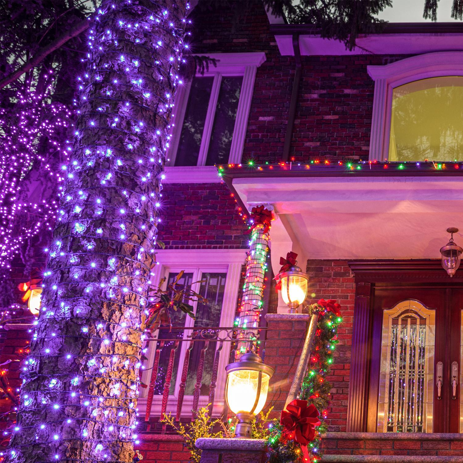200pcs 66ft Christmas Fairy String Lights 8 Lighting Modes Mini Plug-in String Lights Indoor And Outdoor Christmas Garden Wedding Party Decoration Purple
