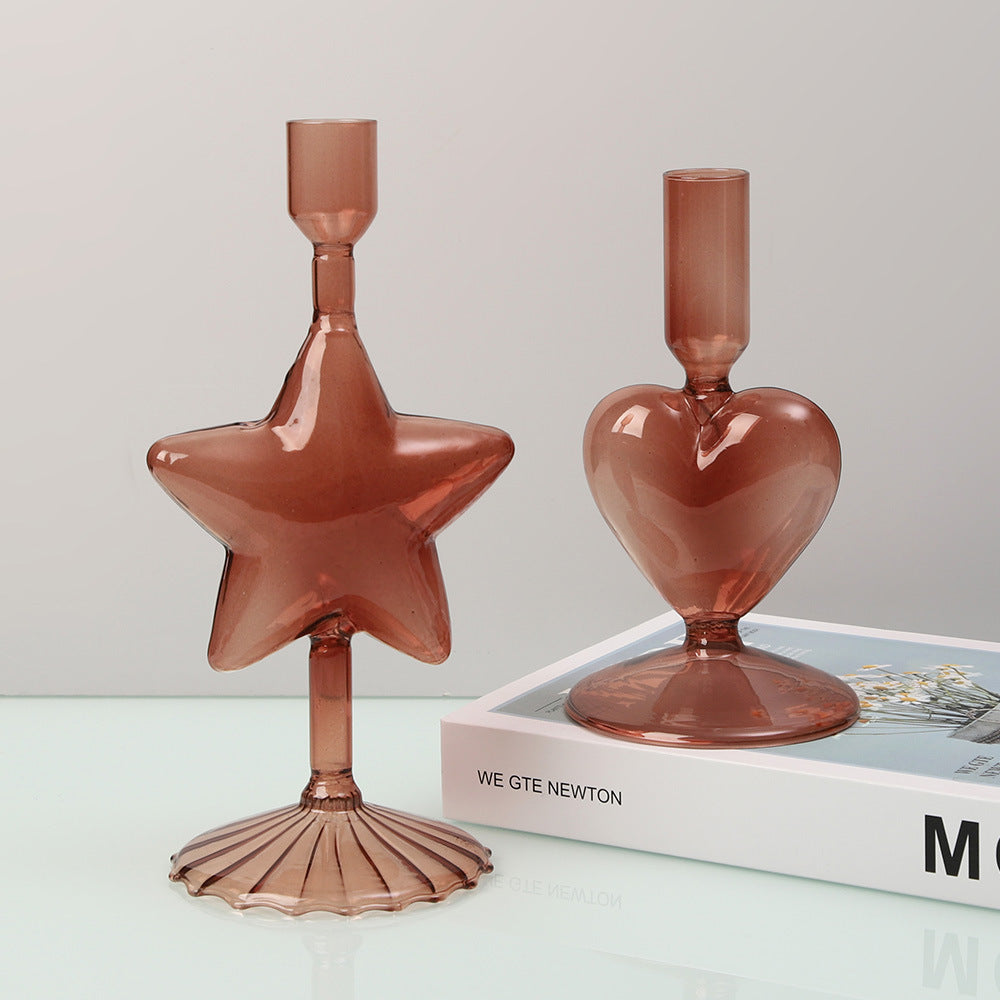 Vintage Colored Glass Candle Holder