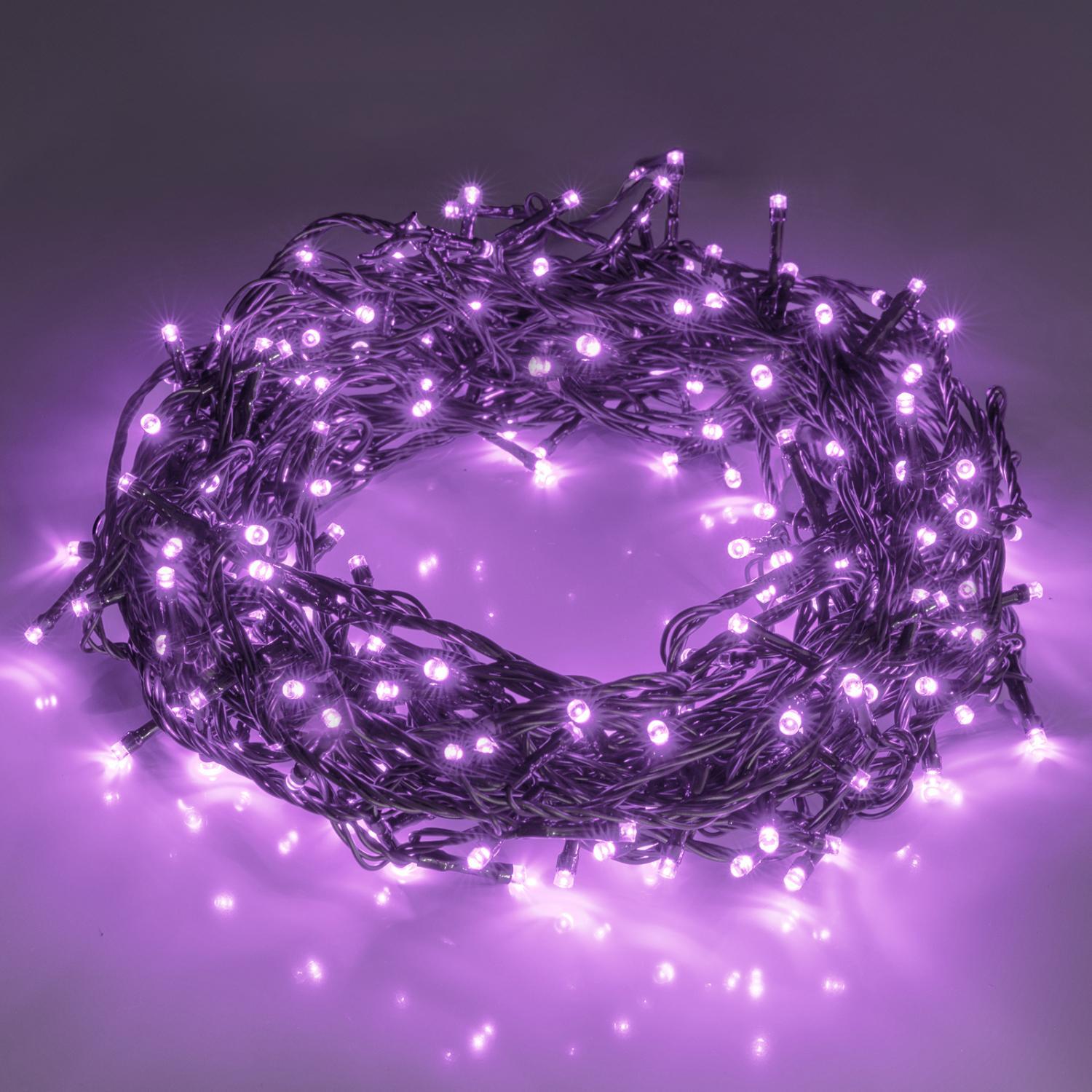 200pcs 66ft Christmas Fairy String Lights 8 Lighting Modes Mini Plug-in String Lights Indoor And Outdoor Christmas Garden Wedding Party Decoration Purple