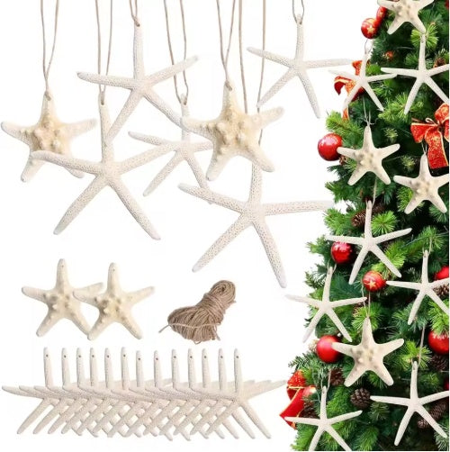 15pcs  Christmas Tree Ornaments,Star Fish Shells Decor