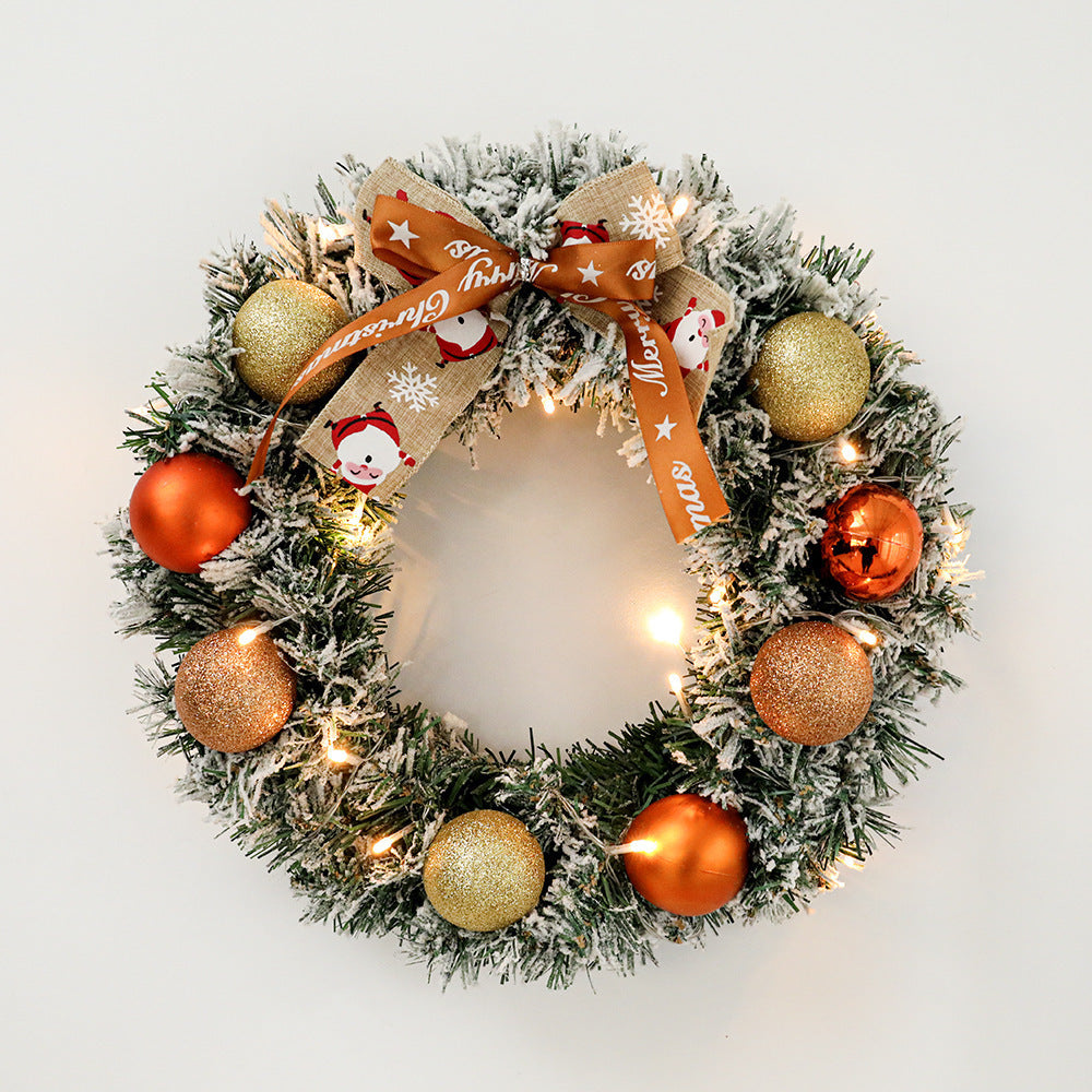 60cm Christmas Wreath With Glitter Balls & LED Lights
