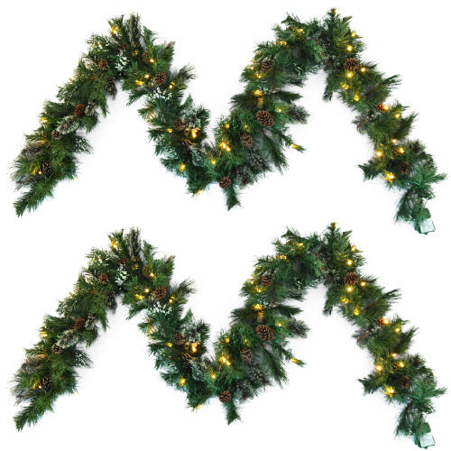 Christmas Wreath With 20 Pine Cones And 50 Warm White LED Lights