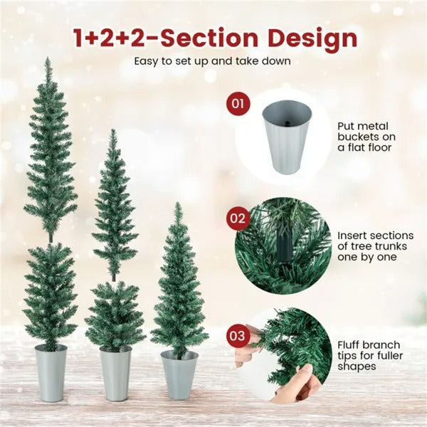 3 PCS Potted Artificial Christmas Tree Christmas Decoration